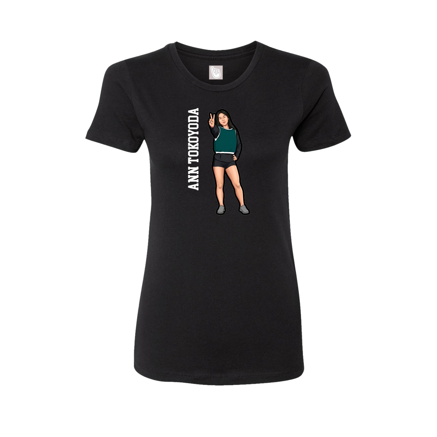 Fitted Women's Tee — Name Vertical in Black