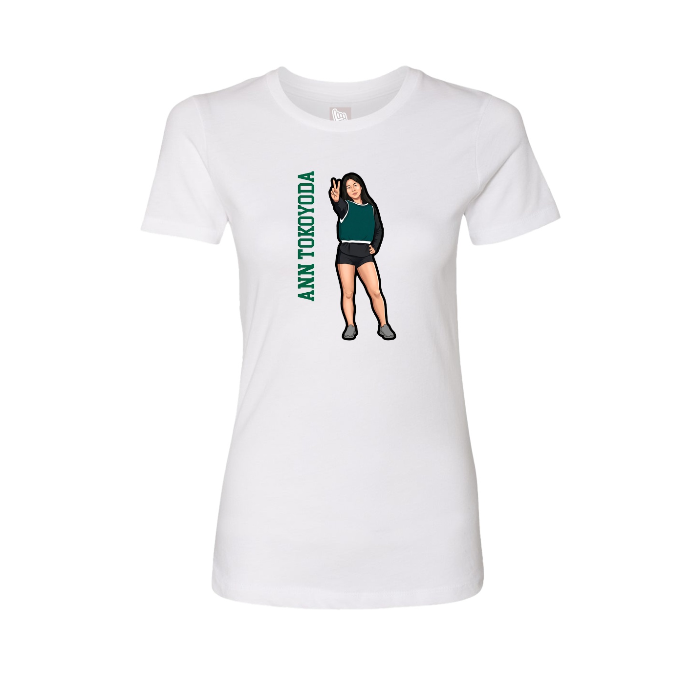 Womens Tee — Name Vertical in White