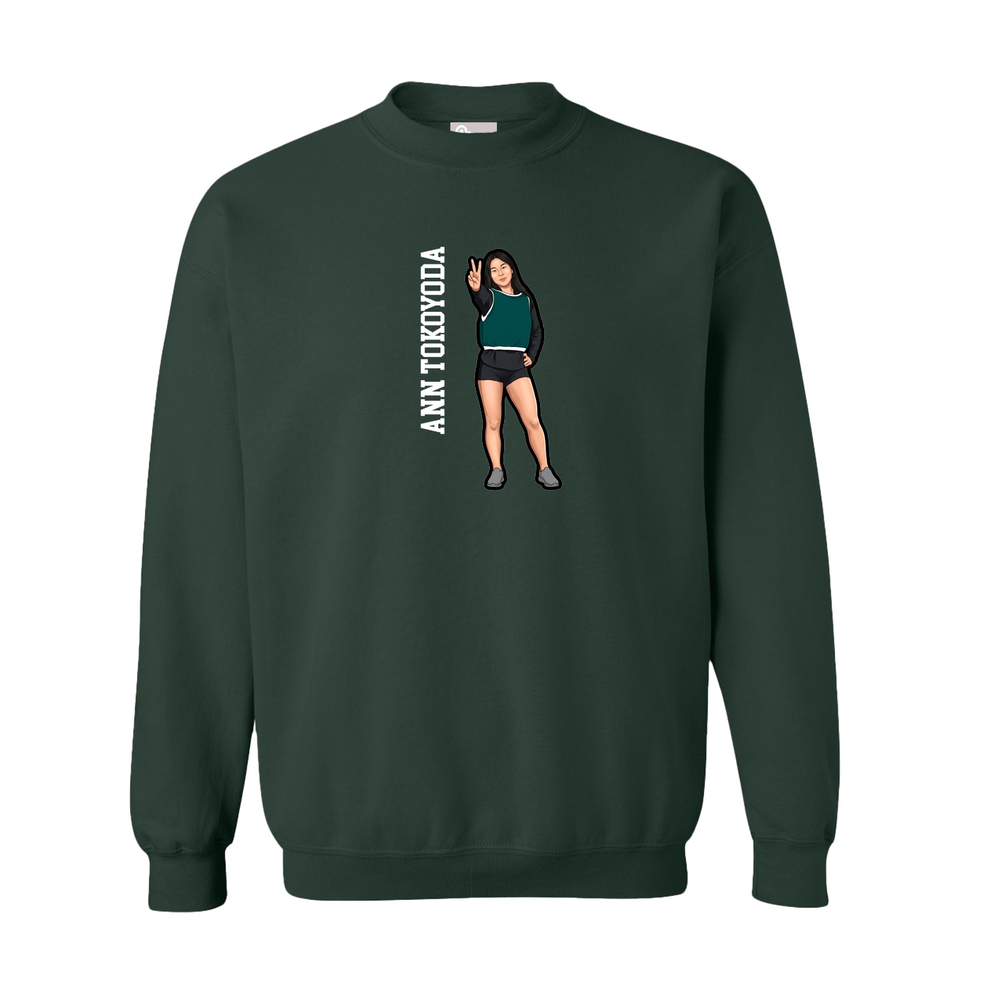 Fleece Crew — Name Vertical in Green
