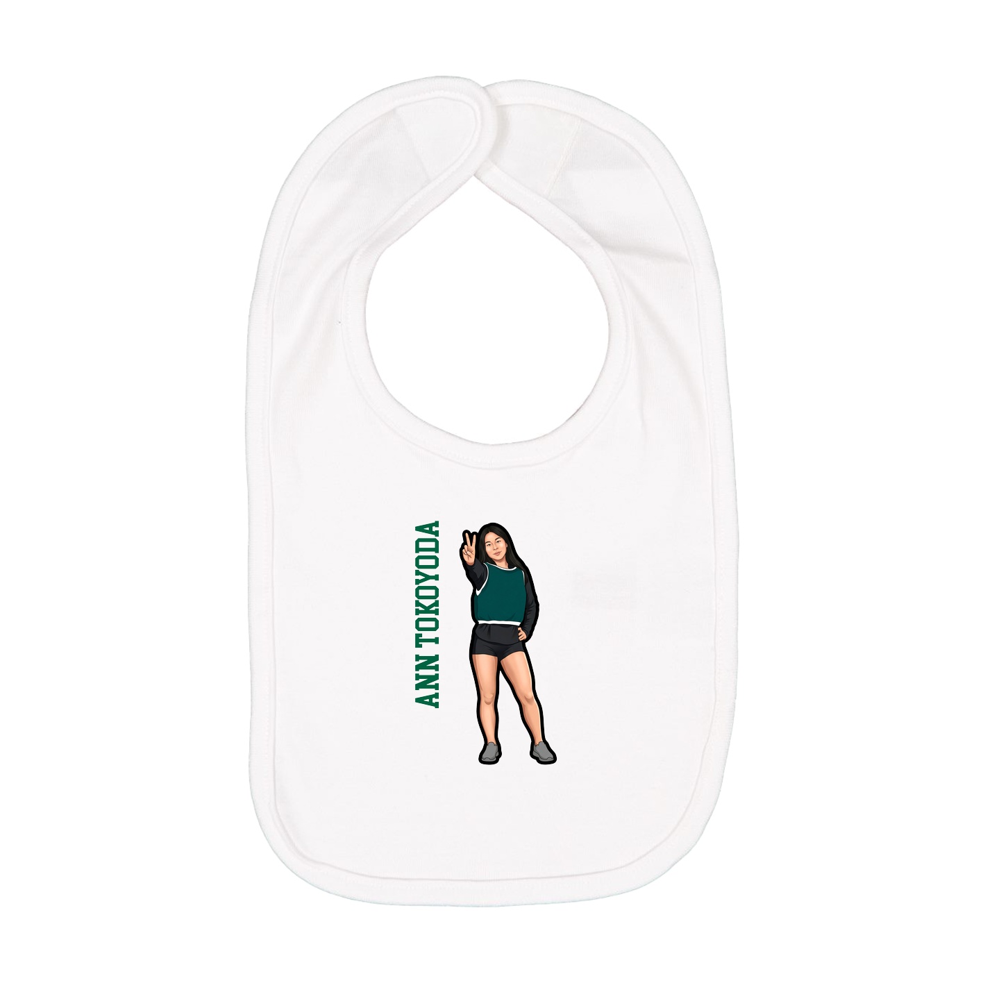 Infant Bib — Name Vertical in White