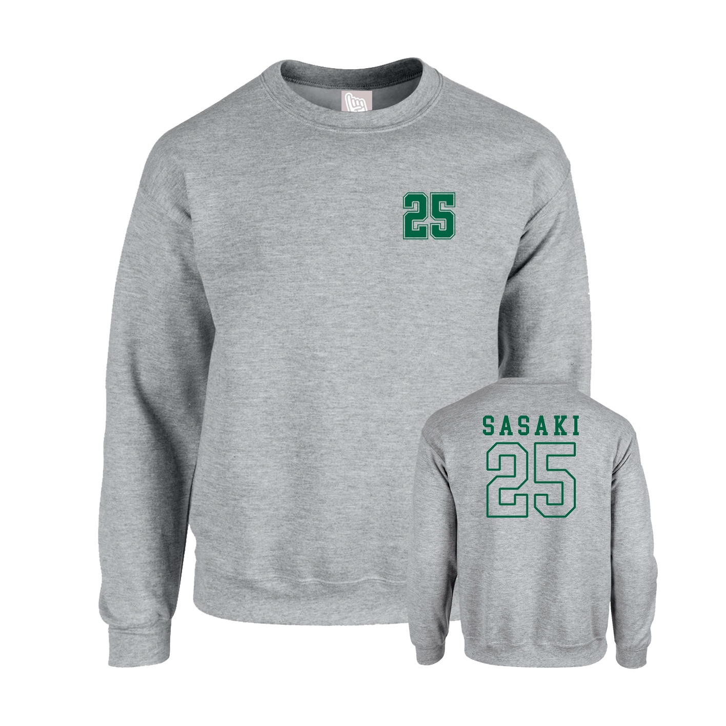 Fleece Crew — Chest Back in Grey
