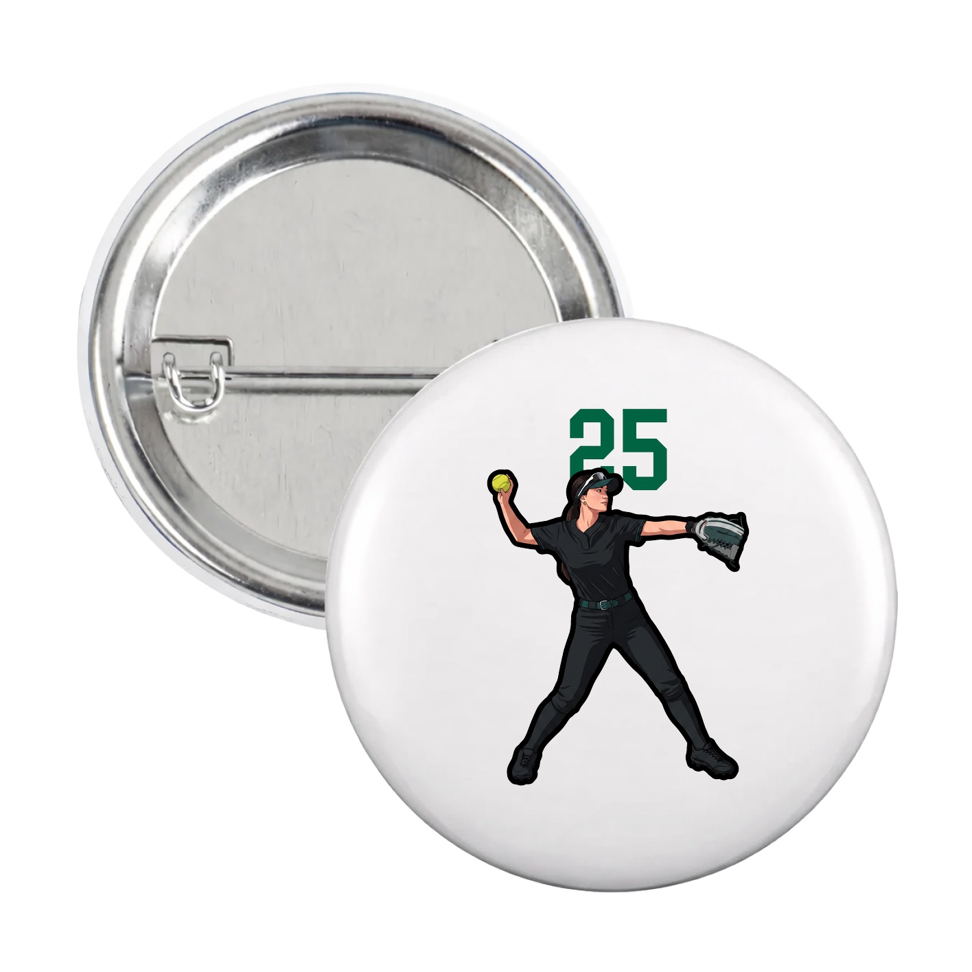 Game Day Button — Number Top in White