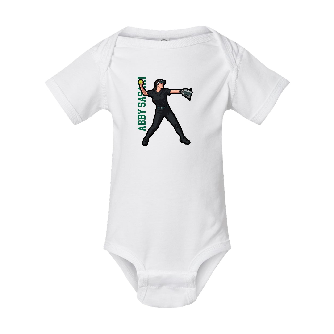 Baby Onesie — Name Vertical in White