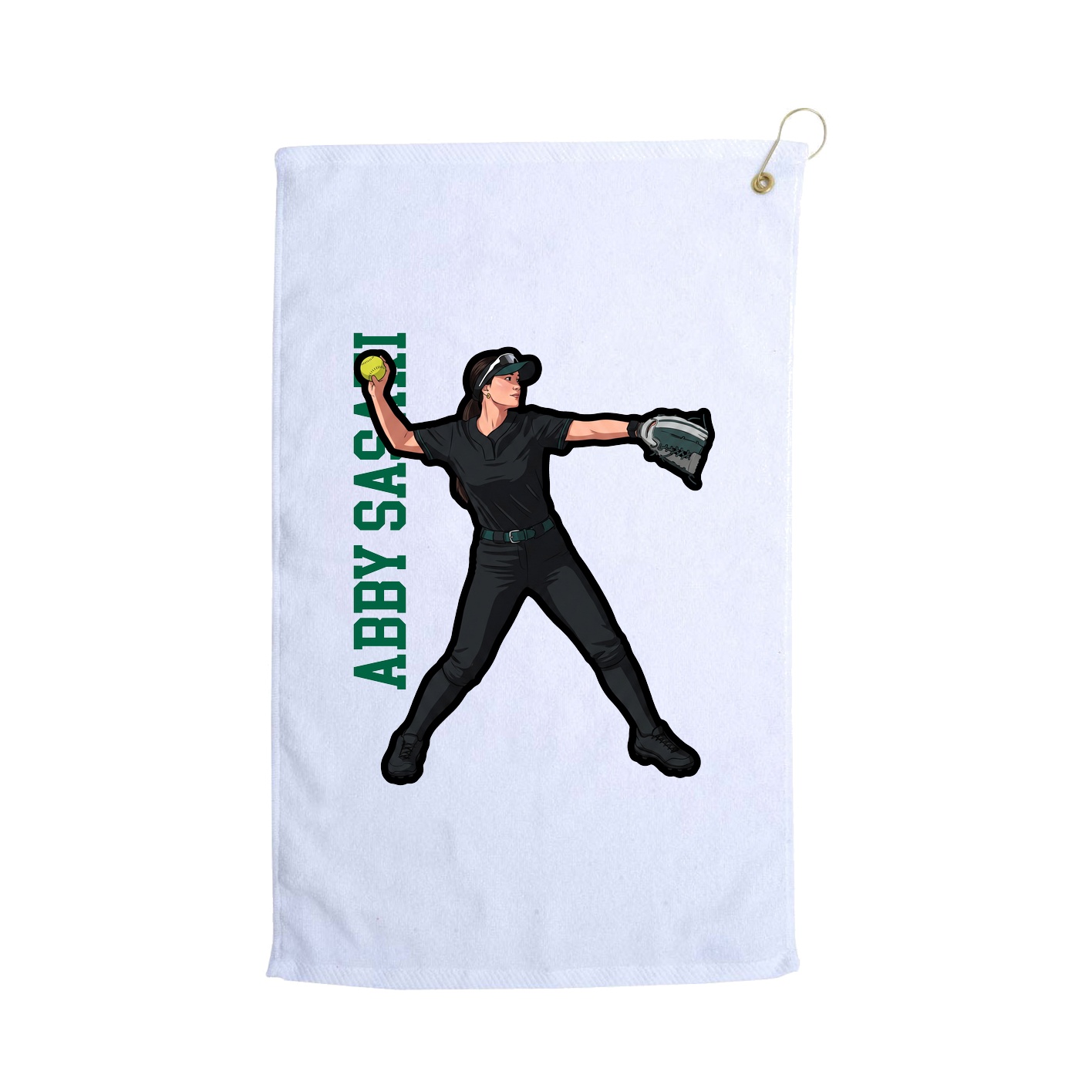 Golf Towel — Name Vertical in White
