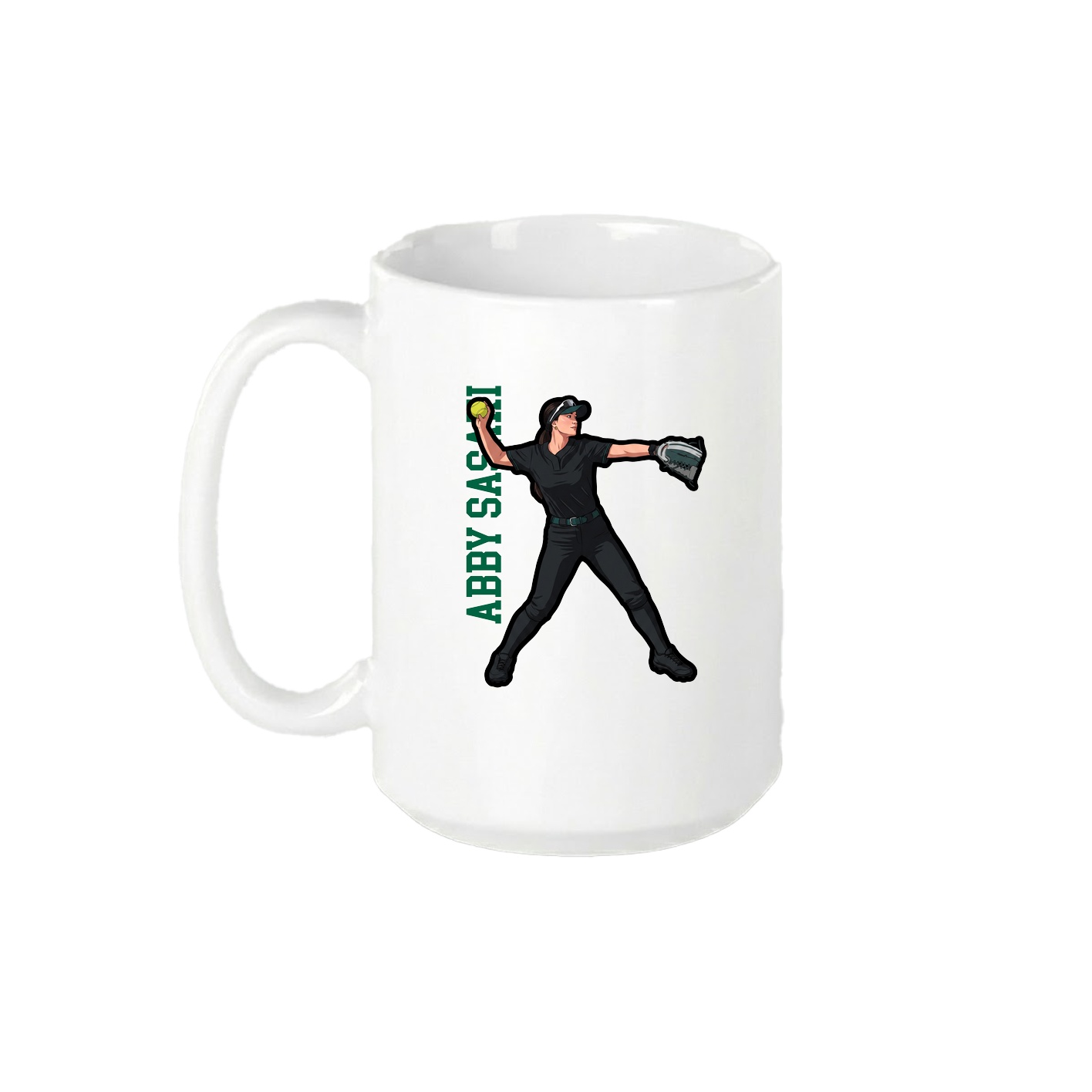 15oz Coffee Mug — Name Vertical in White