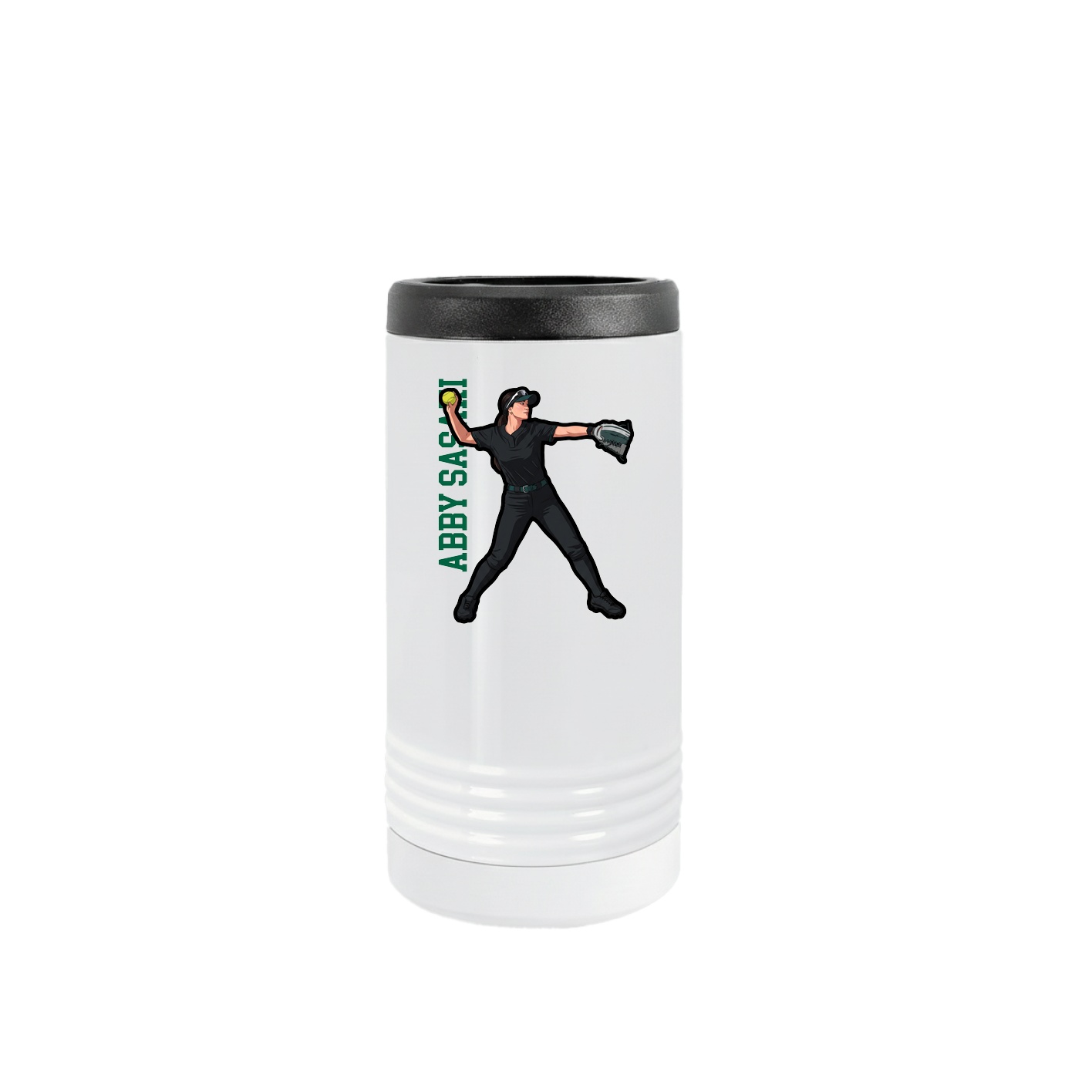 Slim Beverage Holder — Name Vertical in White