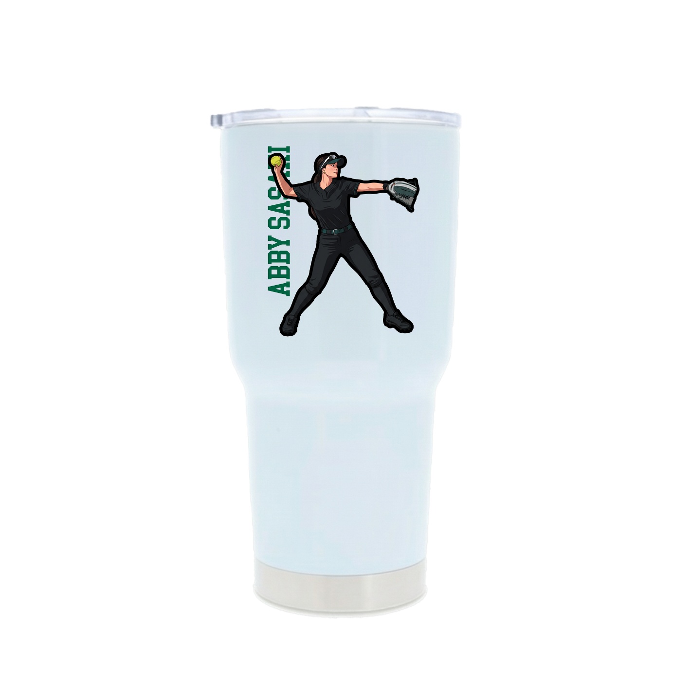 30oz Stainless Steel Tumbler — Name Vertical in White