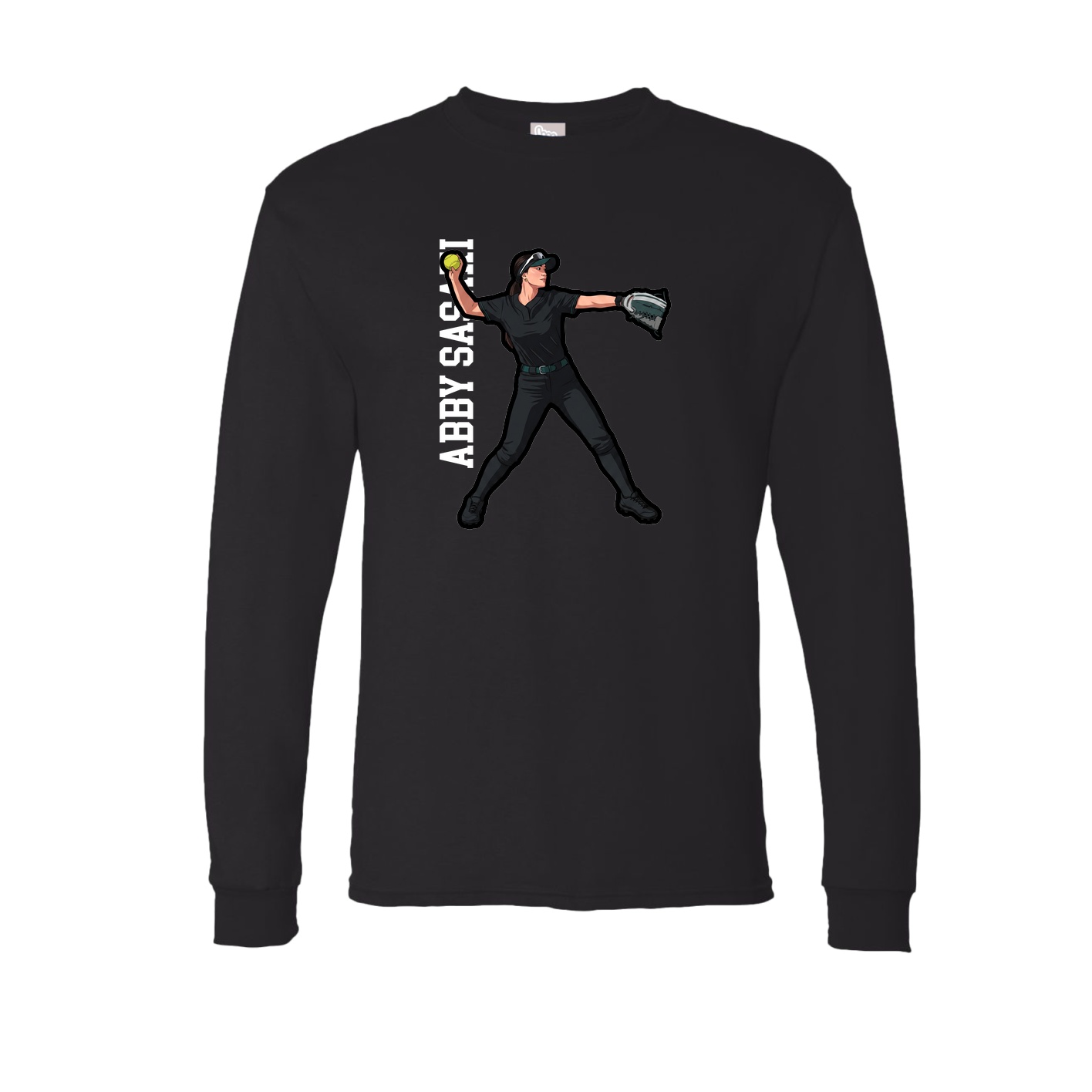 Long Sleeve Tee — Name Vertical in Black