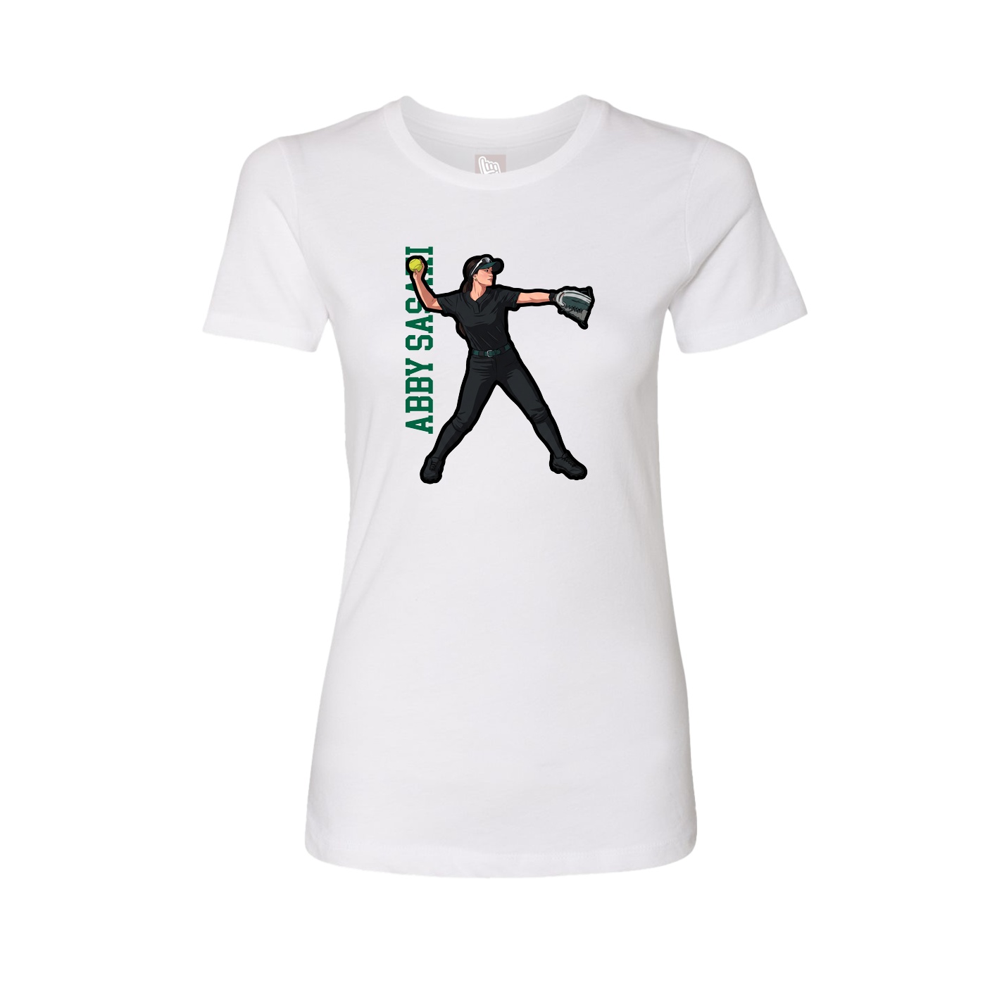 Fitted Women's Tee — Name Vertical in White