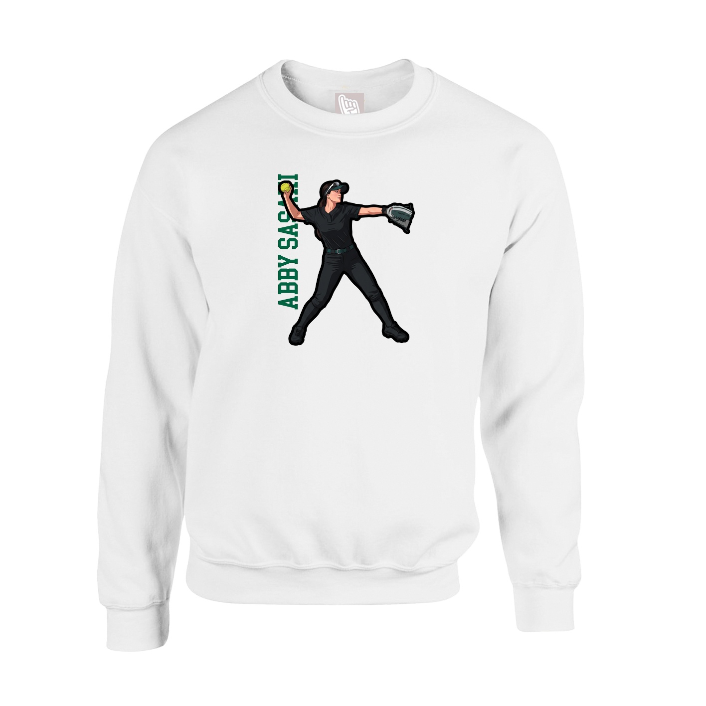 Fleece Crew — Name Vertical in White