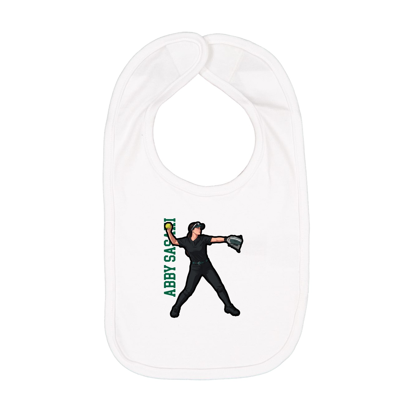 Infant Bib — Name Vertical in White