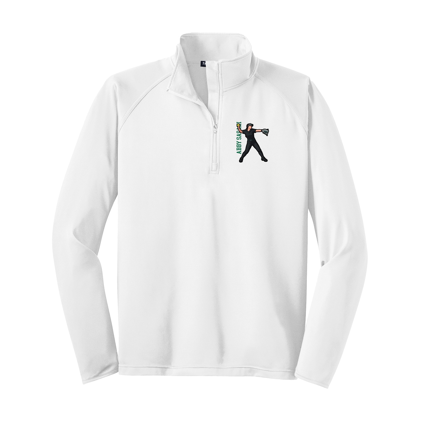 Q-Zip Pullover — Name Vertical in White