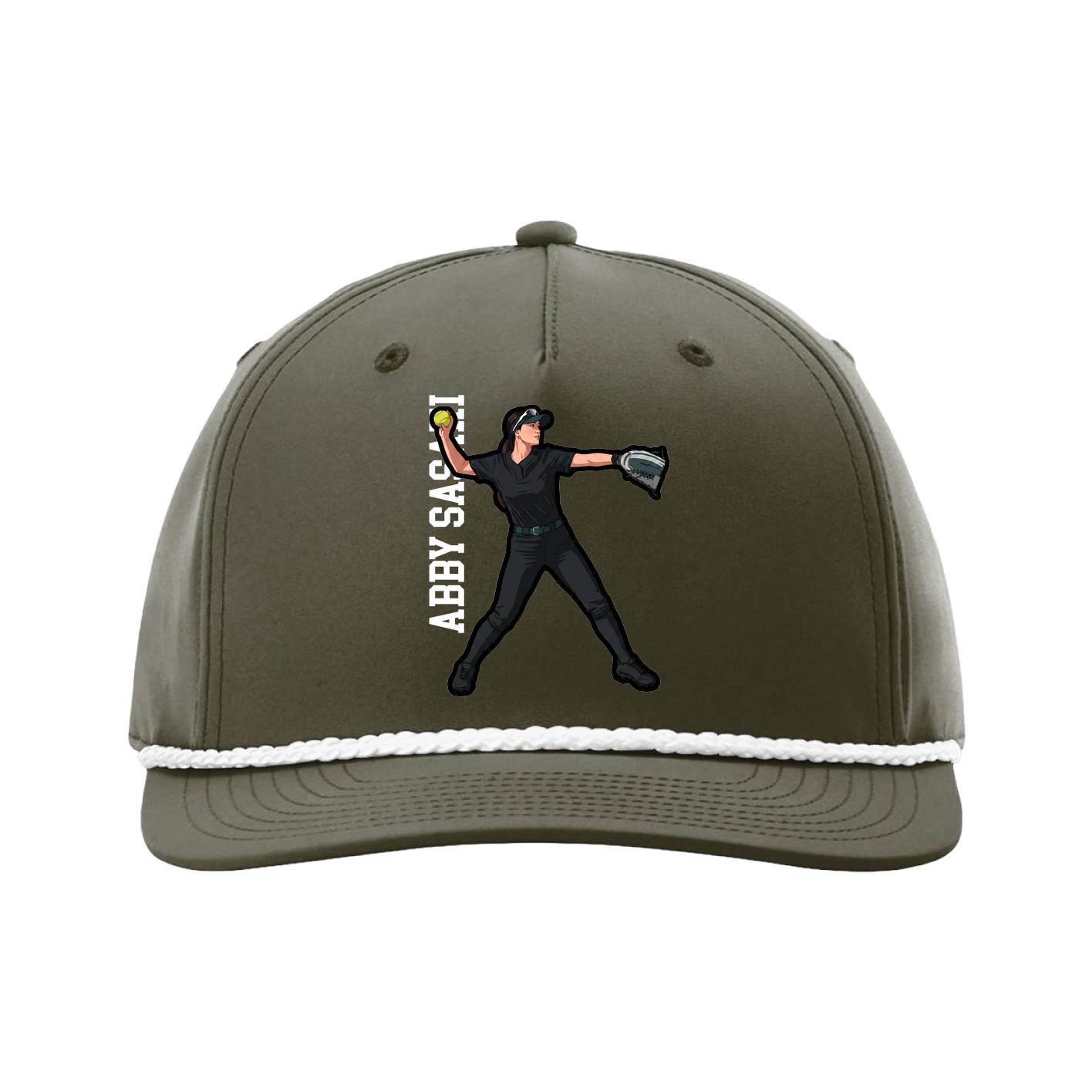 Five-Panel Classic Rope Cap — Name Vertical in Green