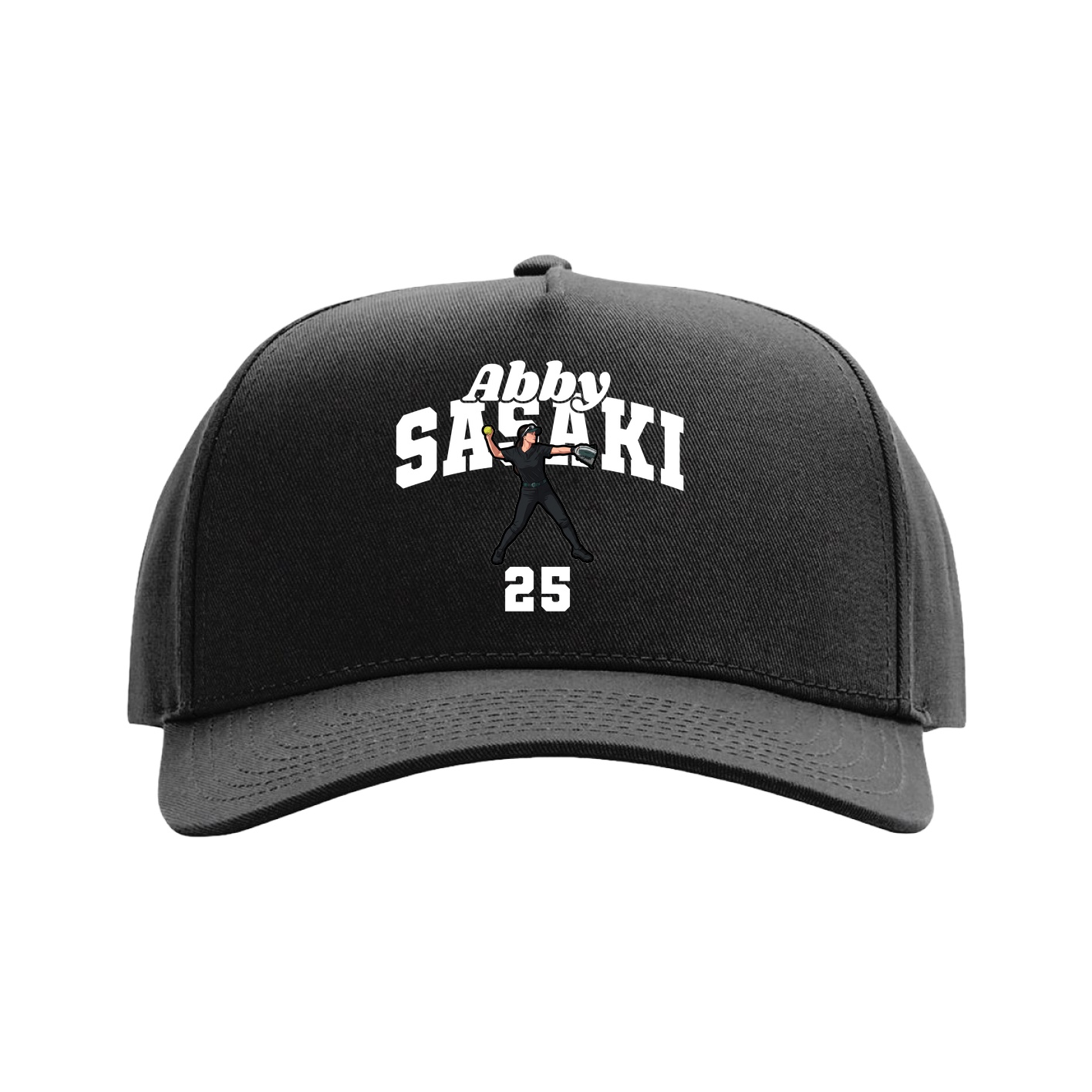 Full Fabric Five-Panel Champ Cap — Signature Arch in Black