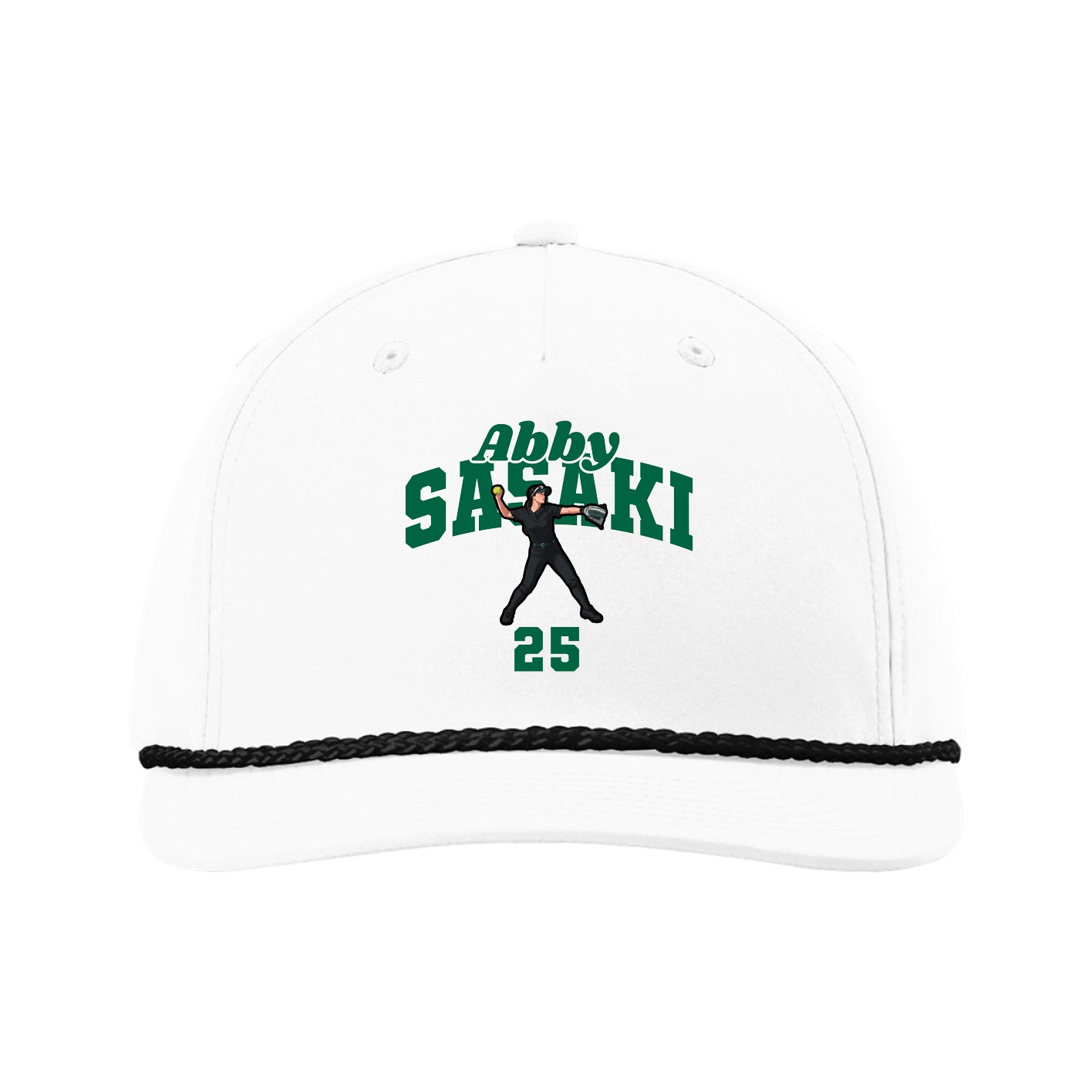 Five-Panel Classic Rope Cap — Signature Arch in White