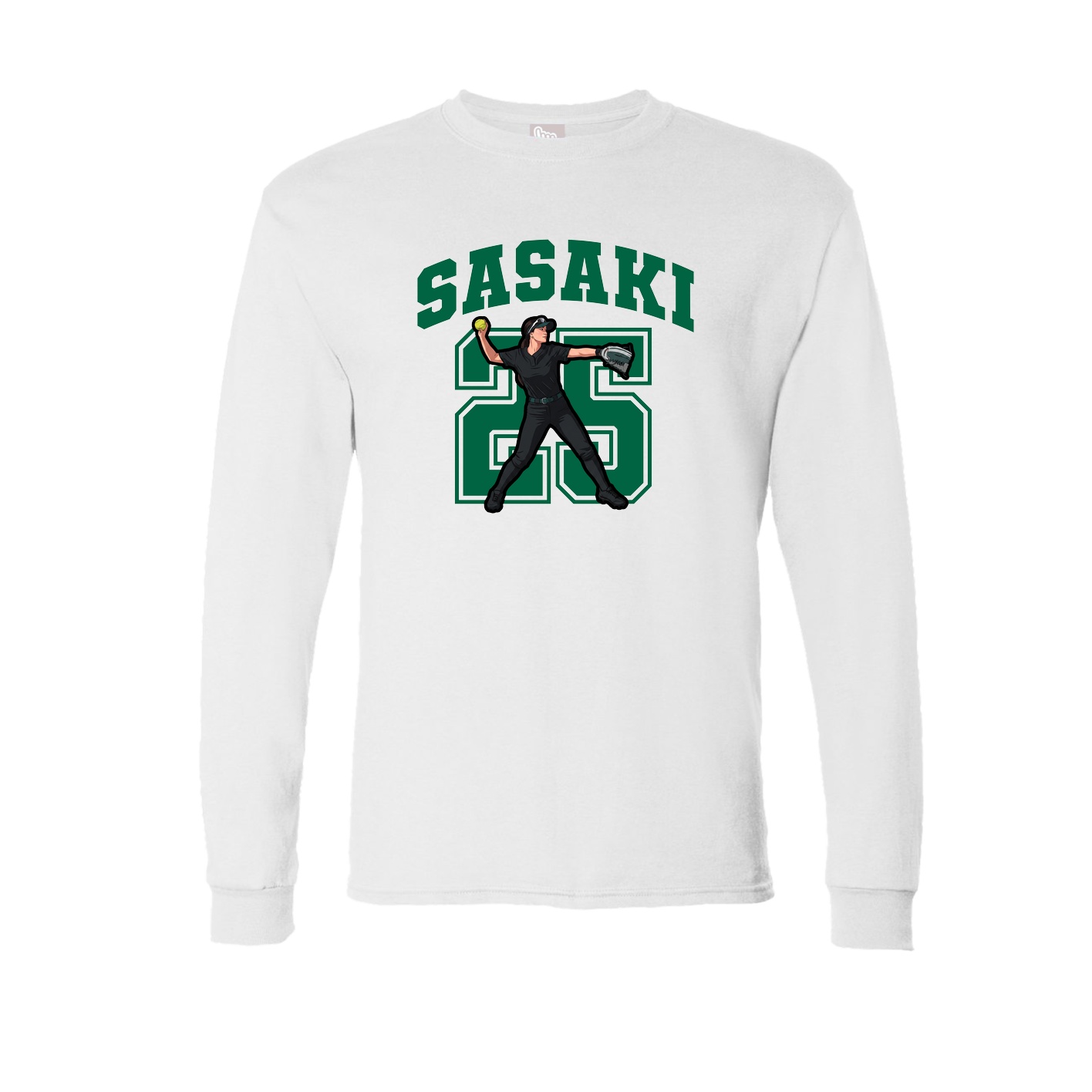 Long Sleeve Tee — Number in White