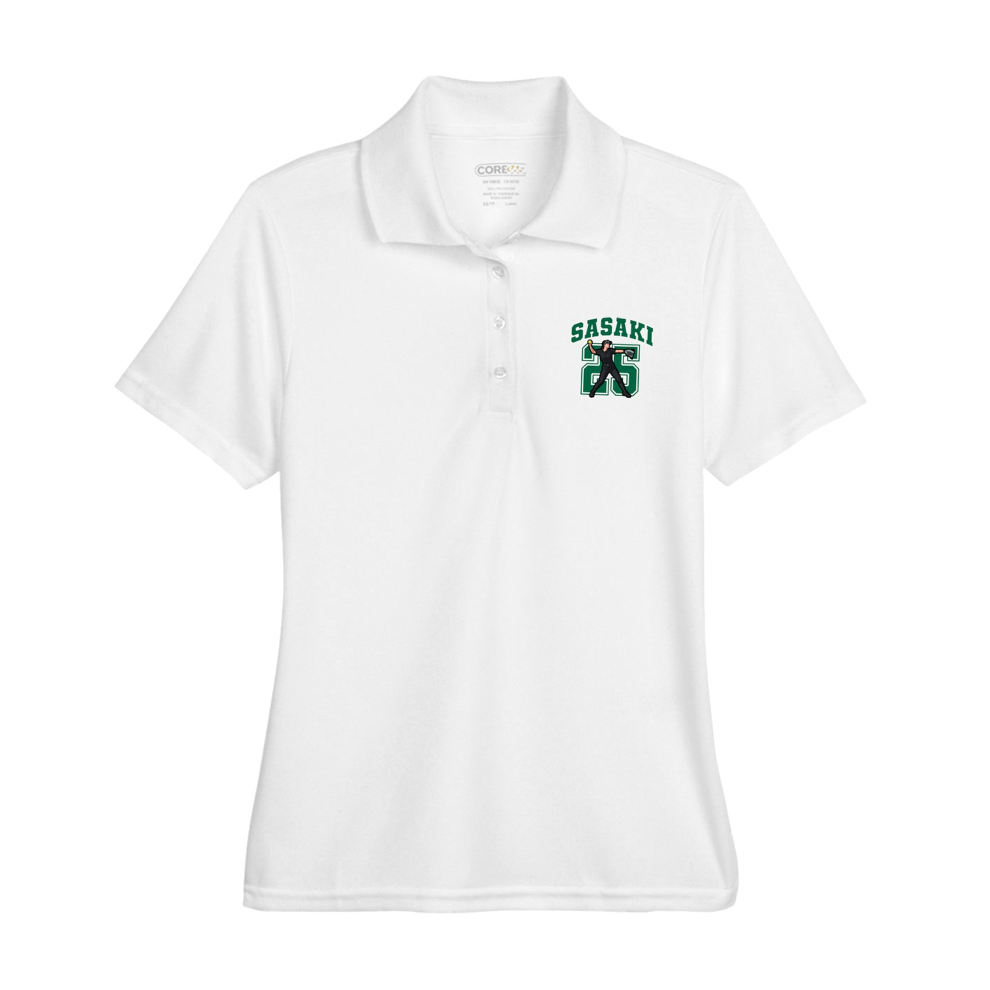 Womens Performance Polo — Number in White
