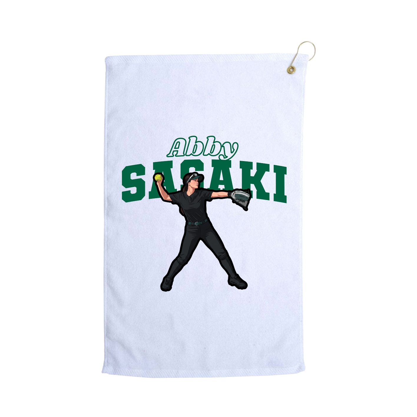 Golf Towel — Name Arch in White