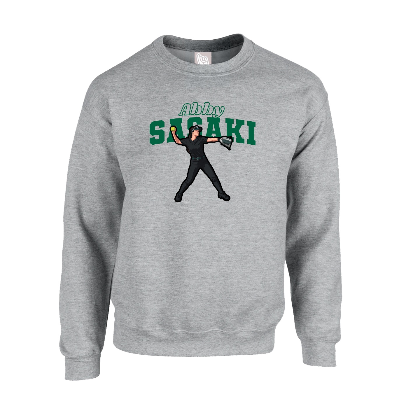 Fleece Crew — Name Arch in Grey