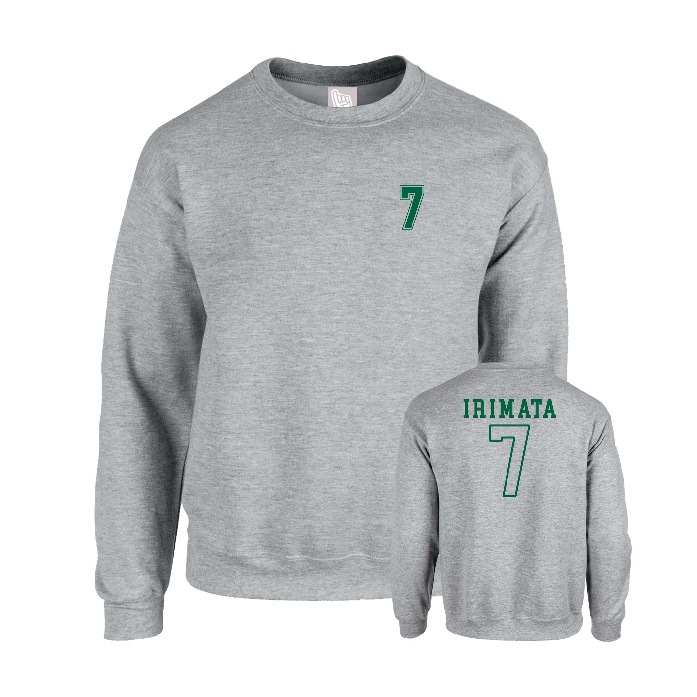 Fleece Crew — Chest Back in Grey
