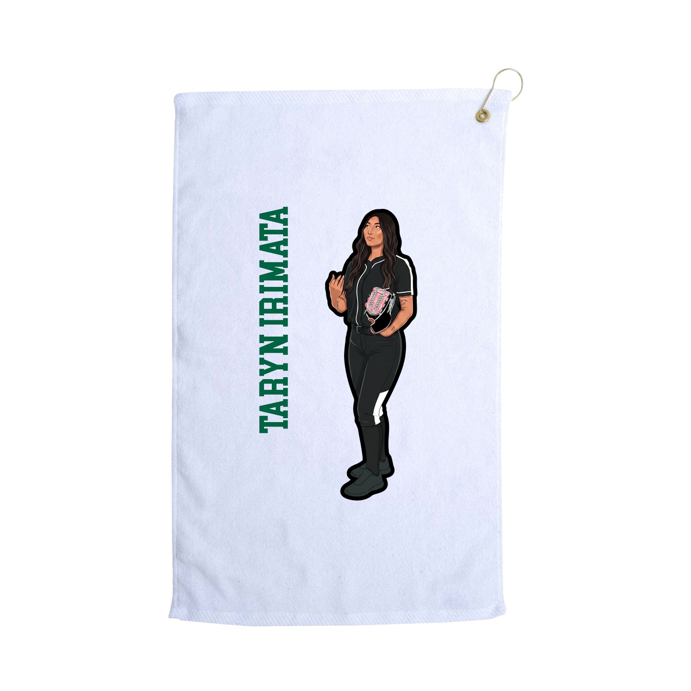 Golf Towel — Name Vertical in White