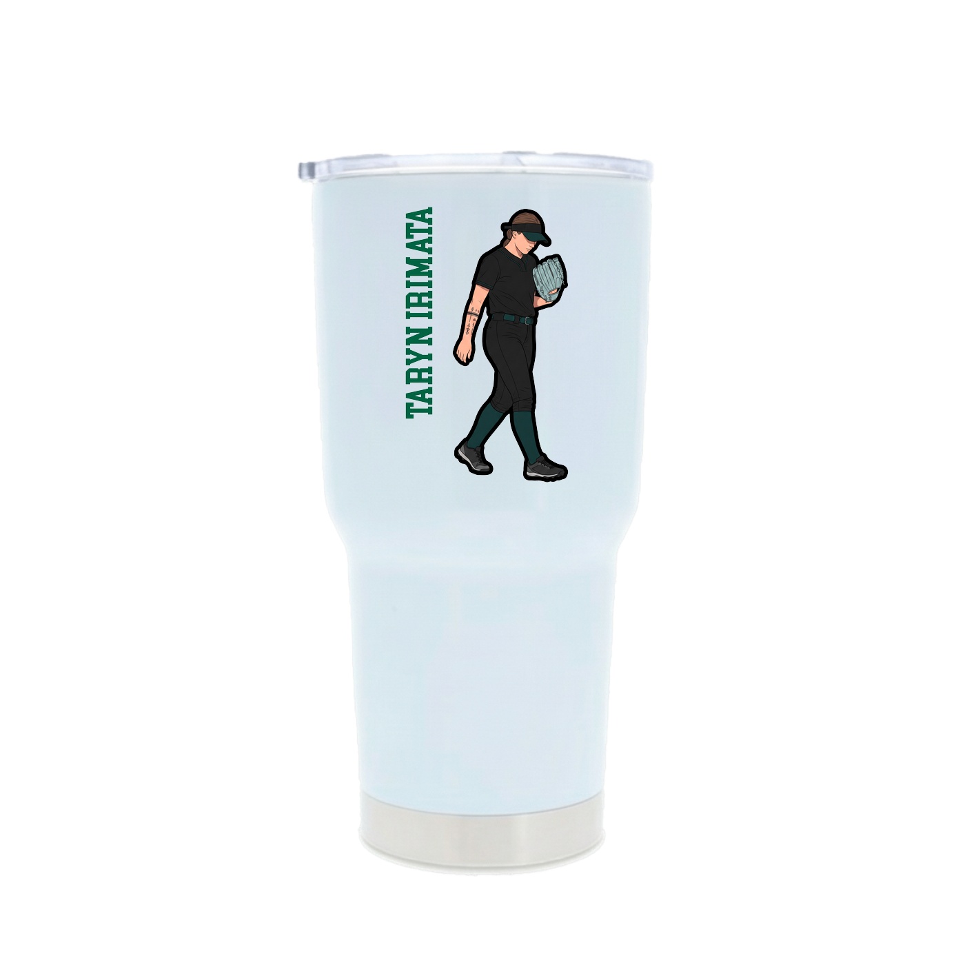 30oz Stainless Steel Tumbler — Name Vertical in White