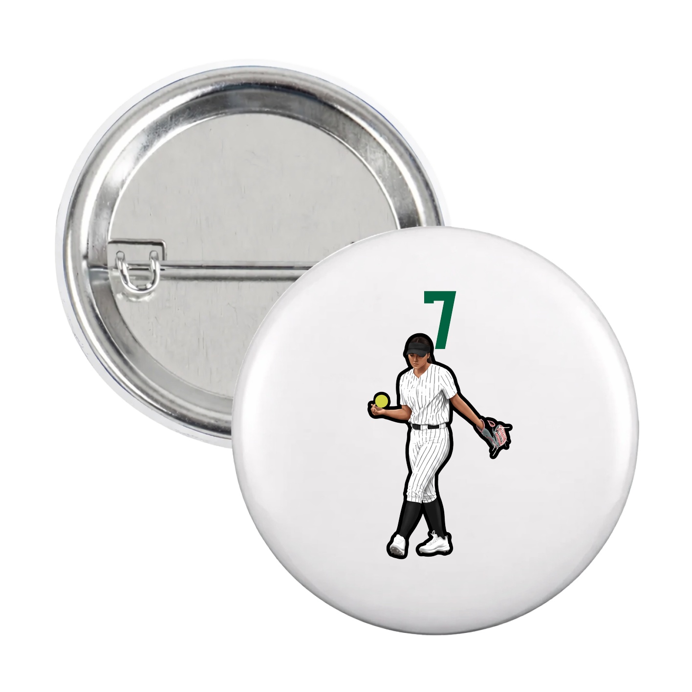 Game Day Button — Number Top in White