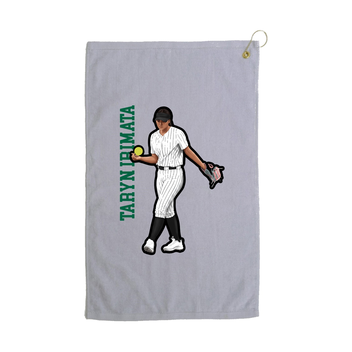 Golf Towel — Name Vertical in Grey