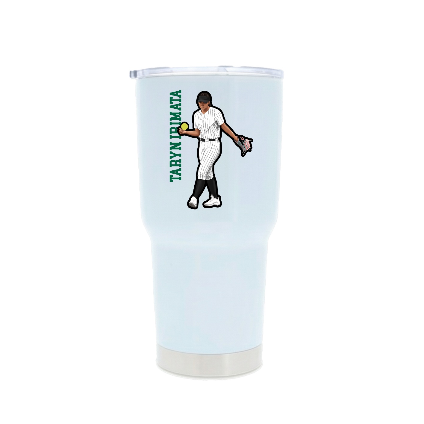 30oz Stainless Steel Tumbler — Name Vertical in White