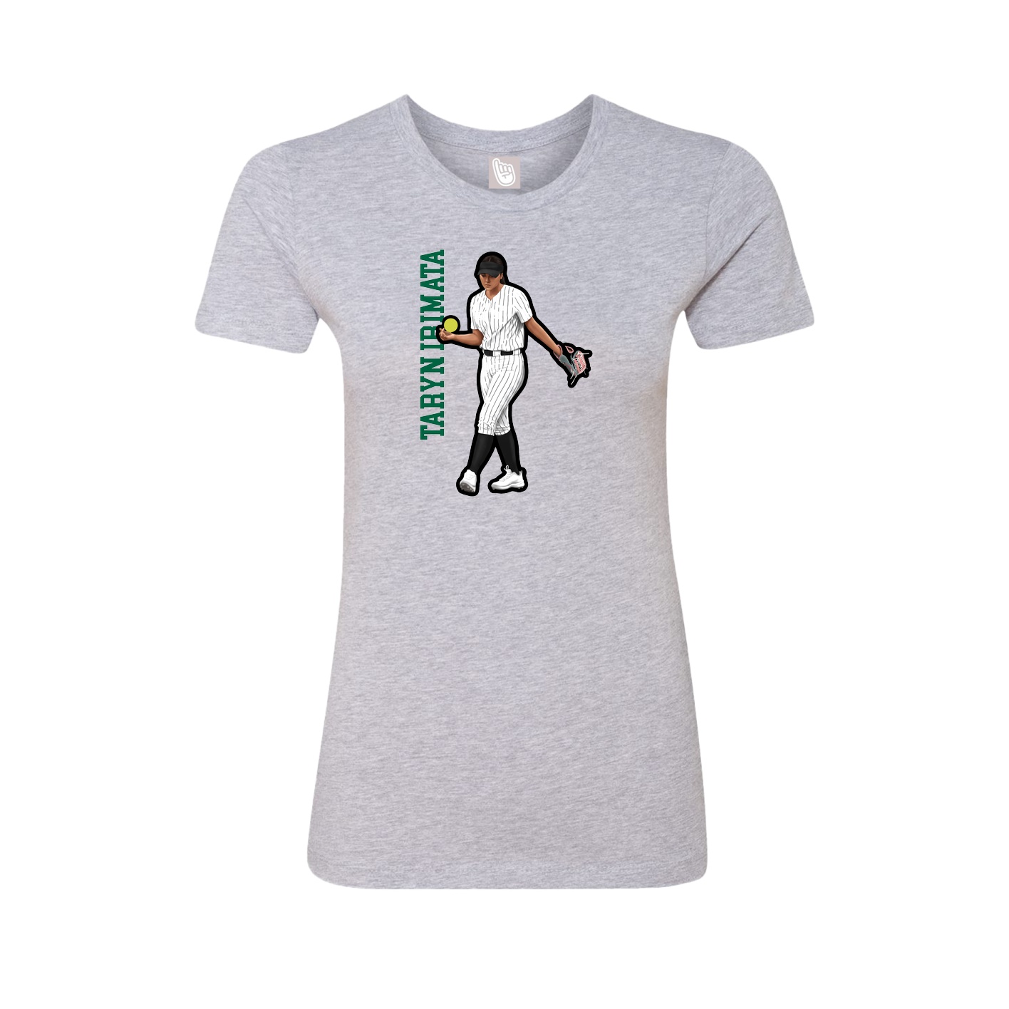 Fitted Women's Tee — Name Vertical in Grey