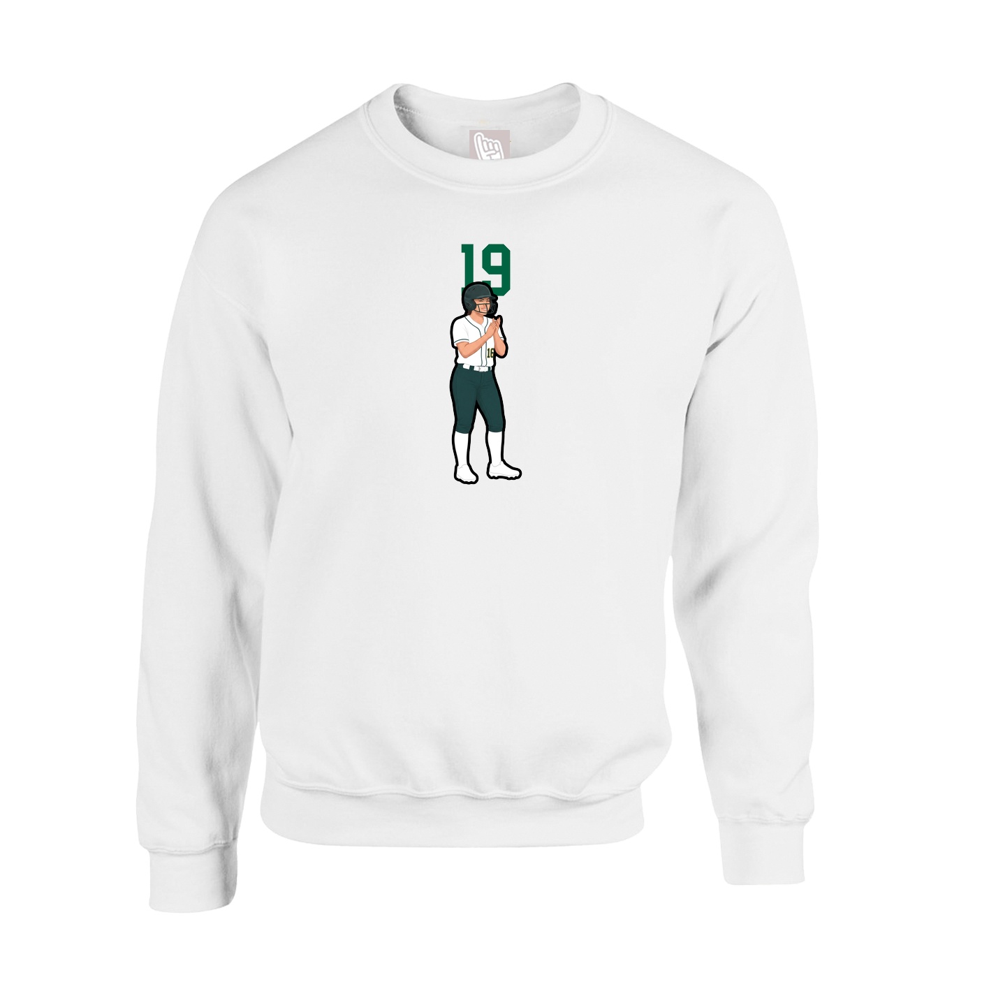 Fleece Crew — Number Top in White