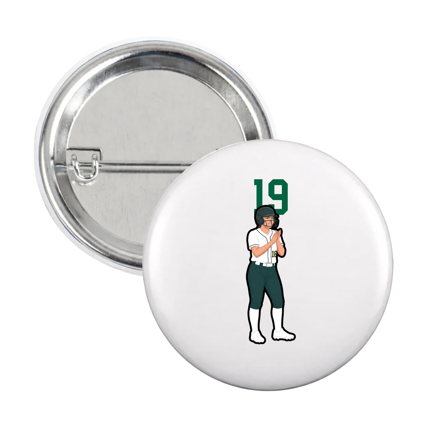 Game Day Button — Number Top in White