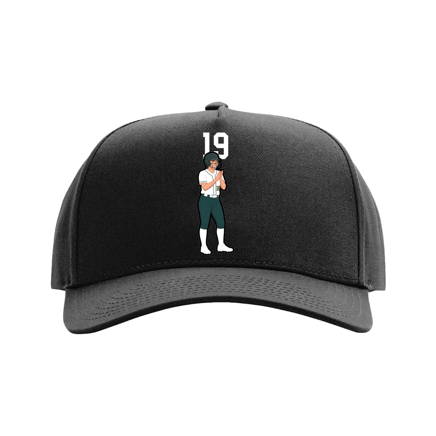 Full Fabric Five-Panel Champ Cap — Number Top in Black
