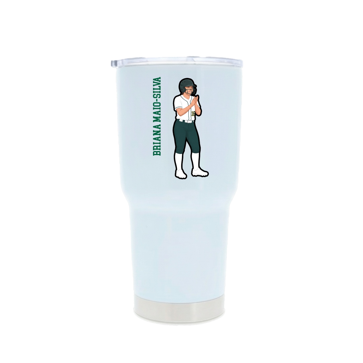 30oz Stainless Steel Tumbler — Name Vertical in White