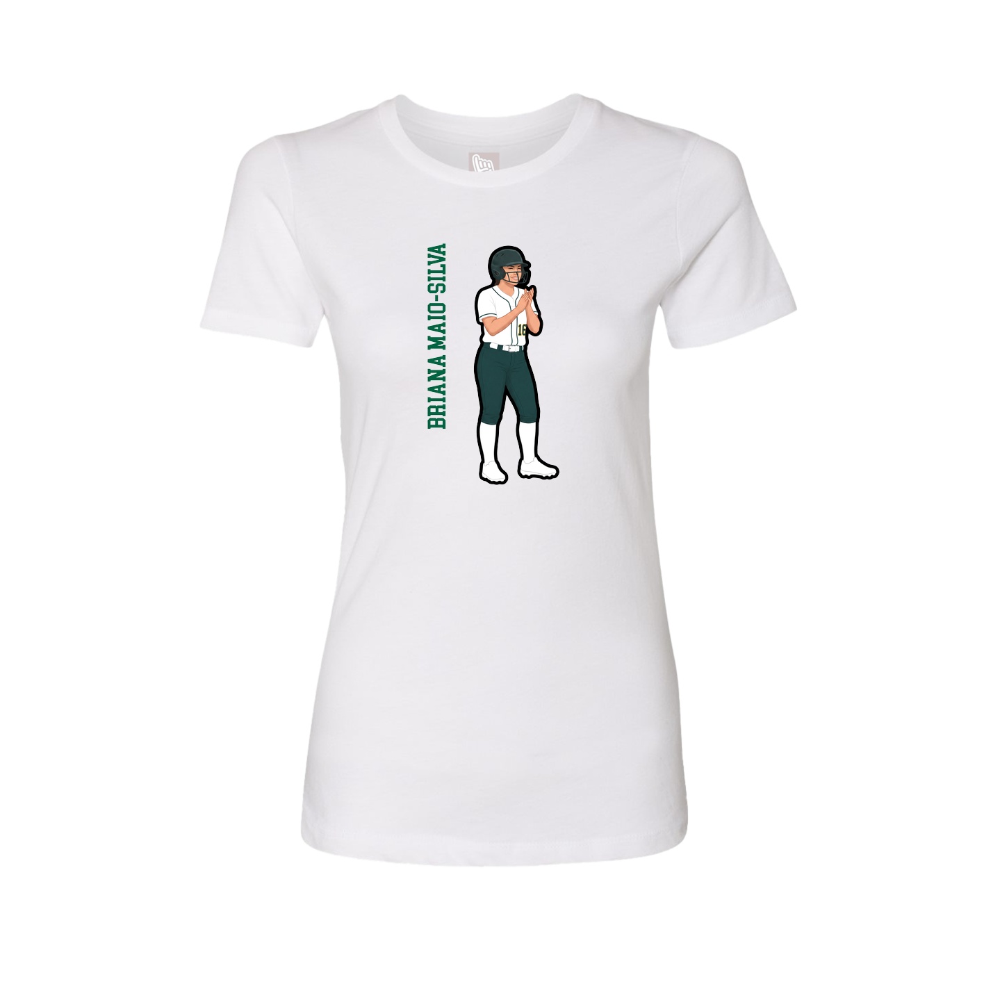 Fitted Women's Tee — Name Vertical in White