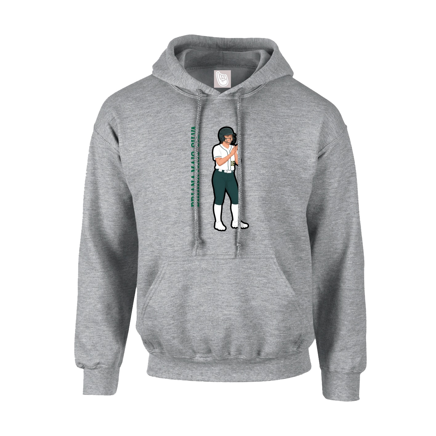 Hoodie — Name Vertical in Grey