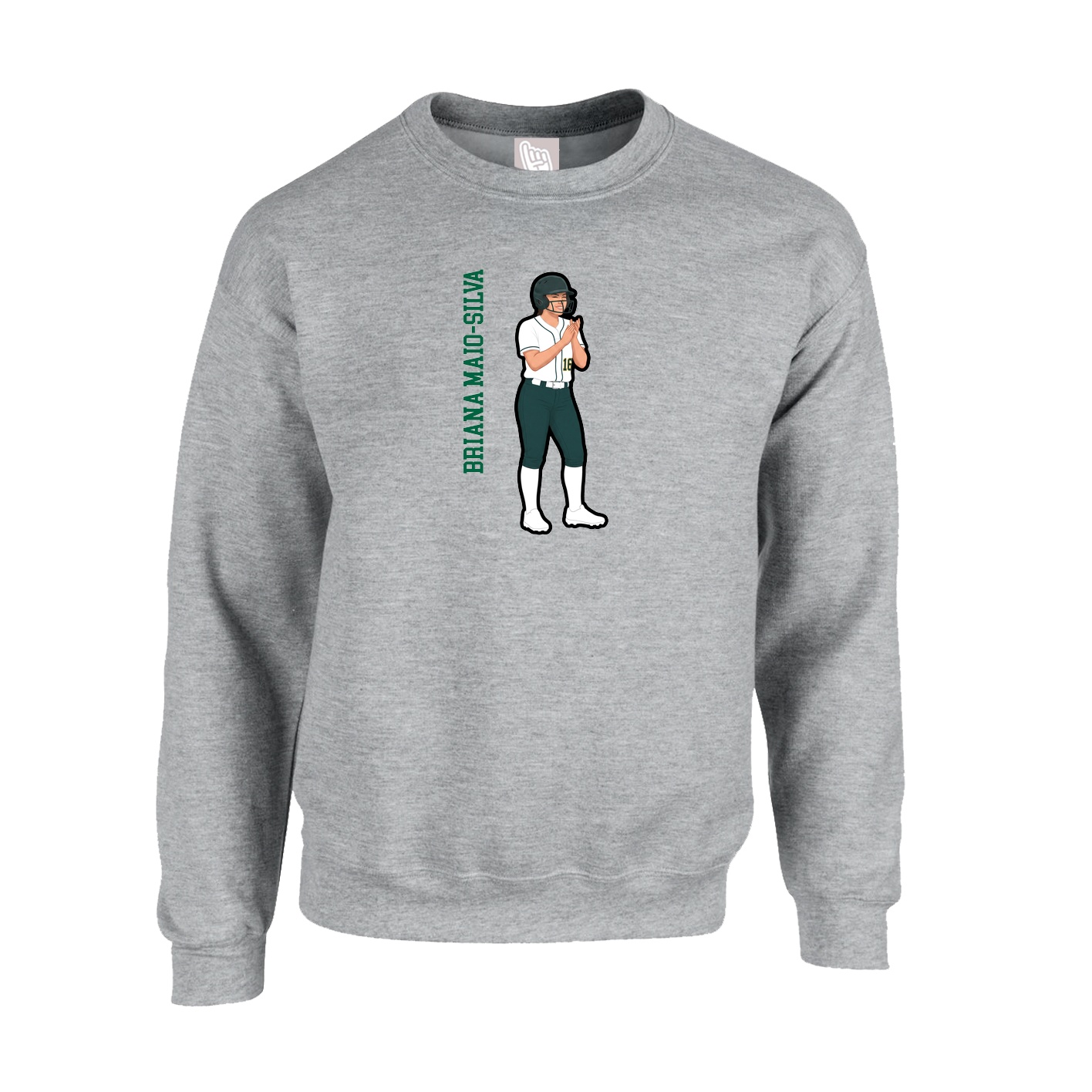 Fleece Crew — Name Vertical in Grey