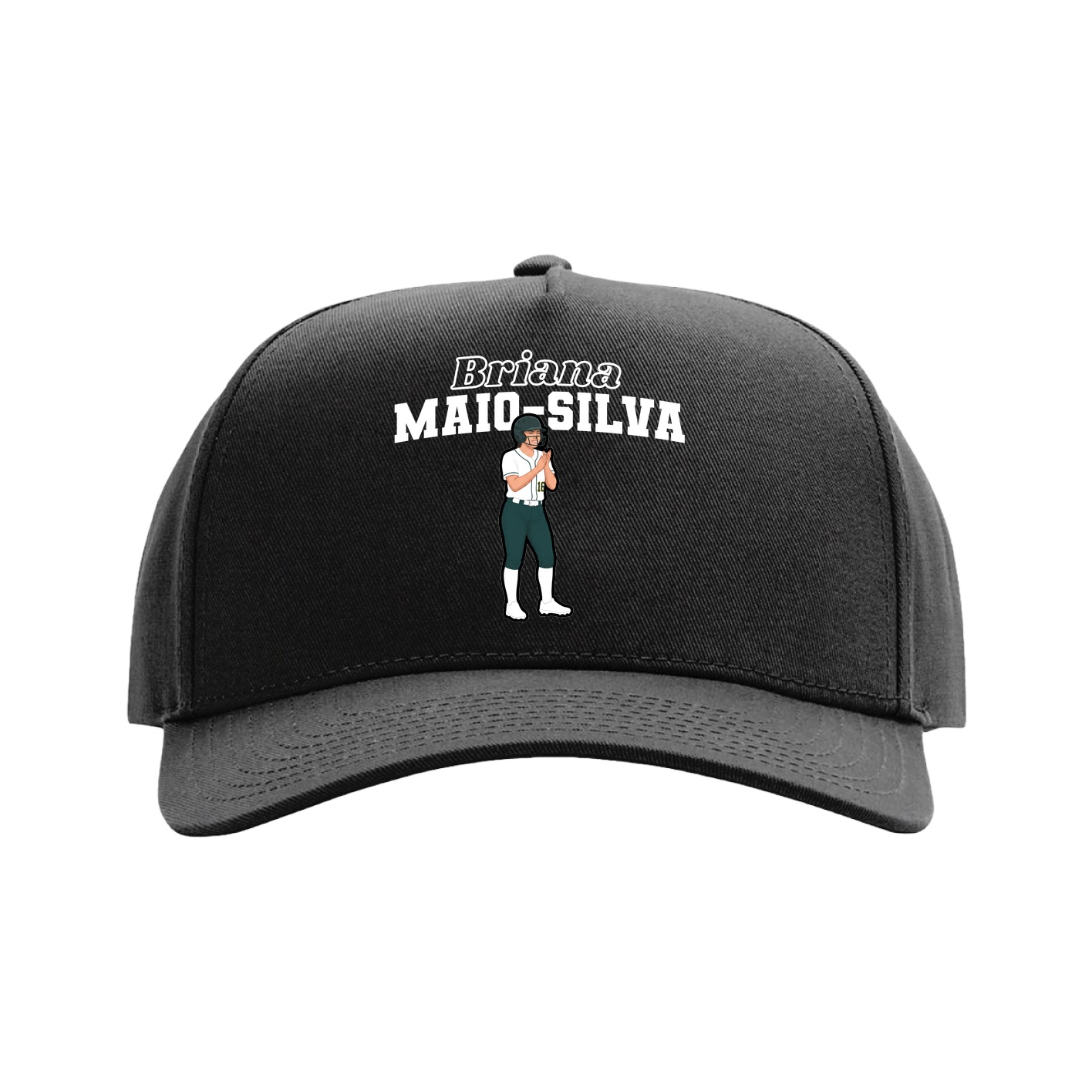 Full Fabric Five-Panel Champ Cap — Name Arch in Black