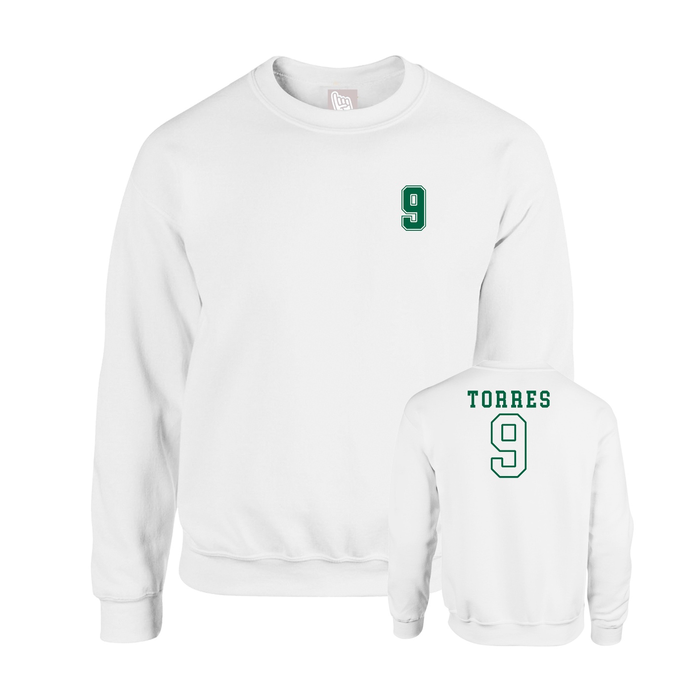 Fleece Crew — Chest Back in White
