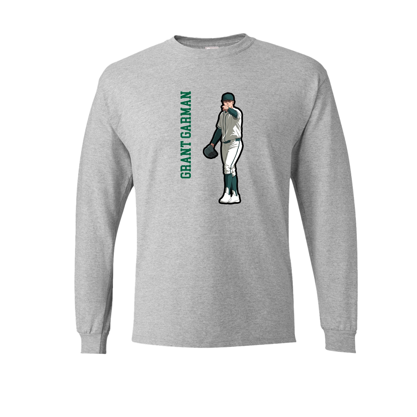 Long Sleeve Tee — Name Vertical in Grey