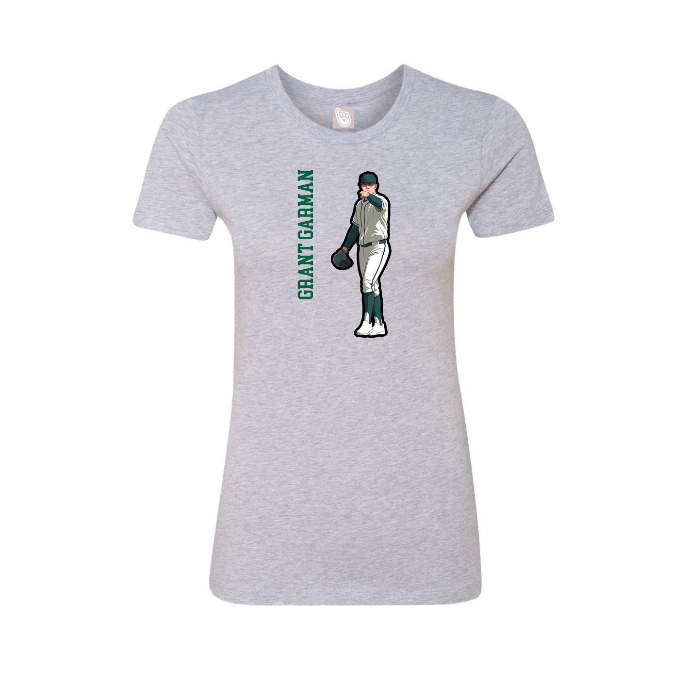 Fitted Women's Tee — Name Vertical in Grey