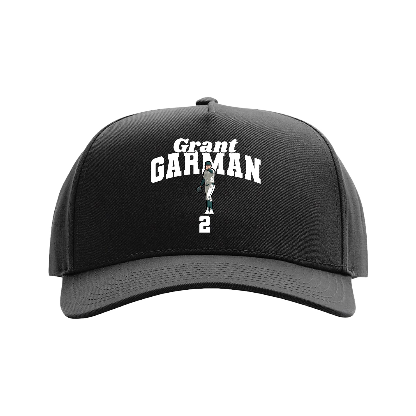 Full Fabric Five-Panel Champ Cap — Signature Arch in Black