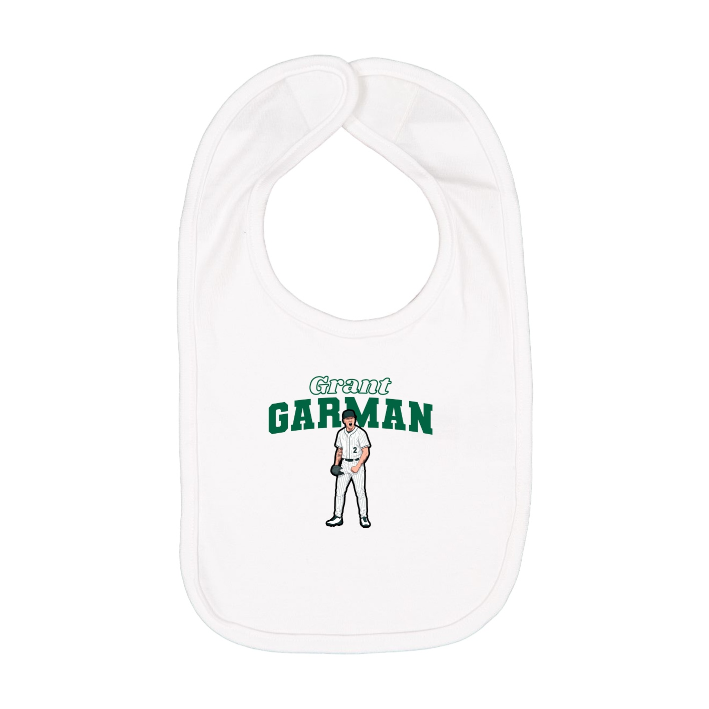 Infant Bib — Name Arch in White
