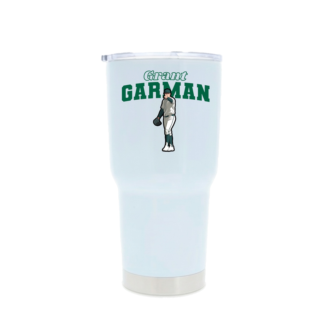 30oz Stainless Steel Tumbler — Name Arch in White