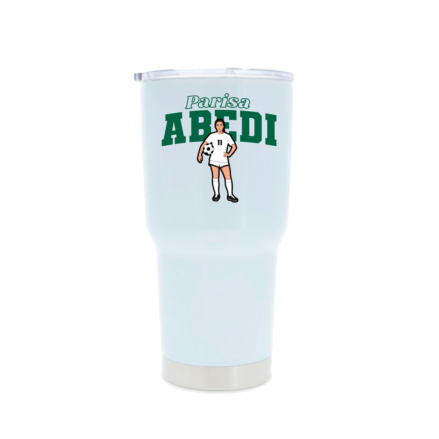 30oz Stainless Steel Tumbler — Name Arch in White