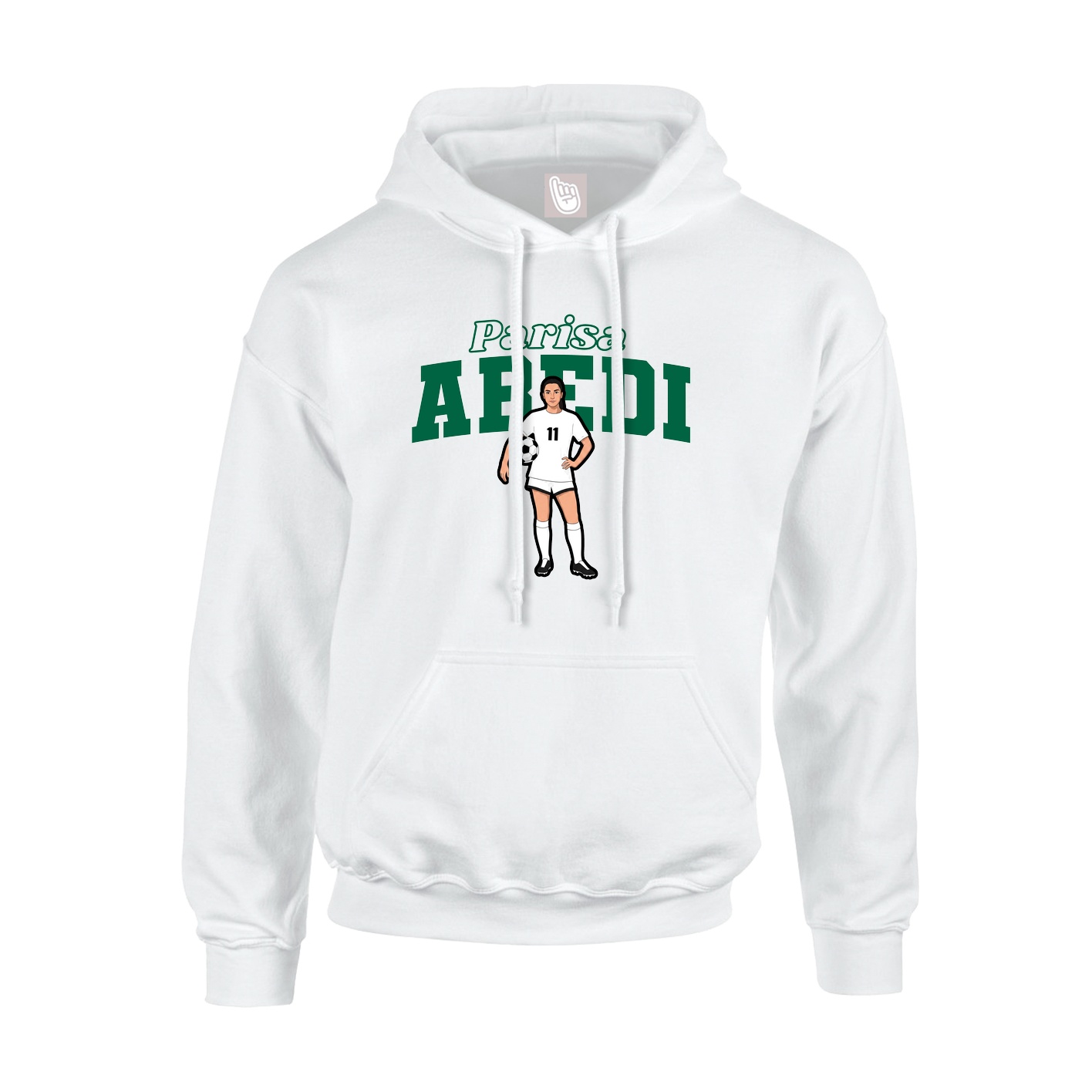 Youth Hoodie — Name Arch in White