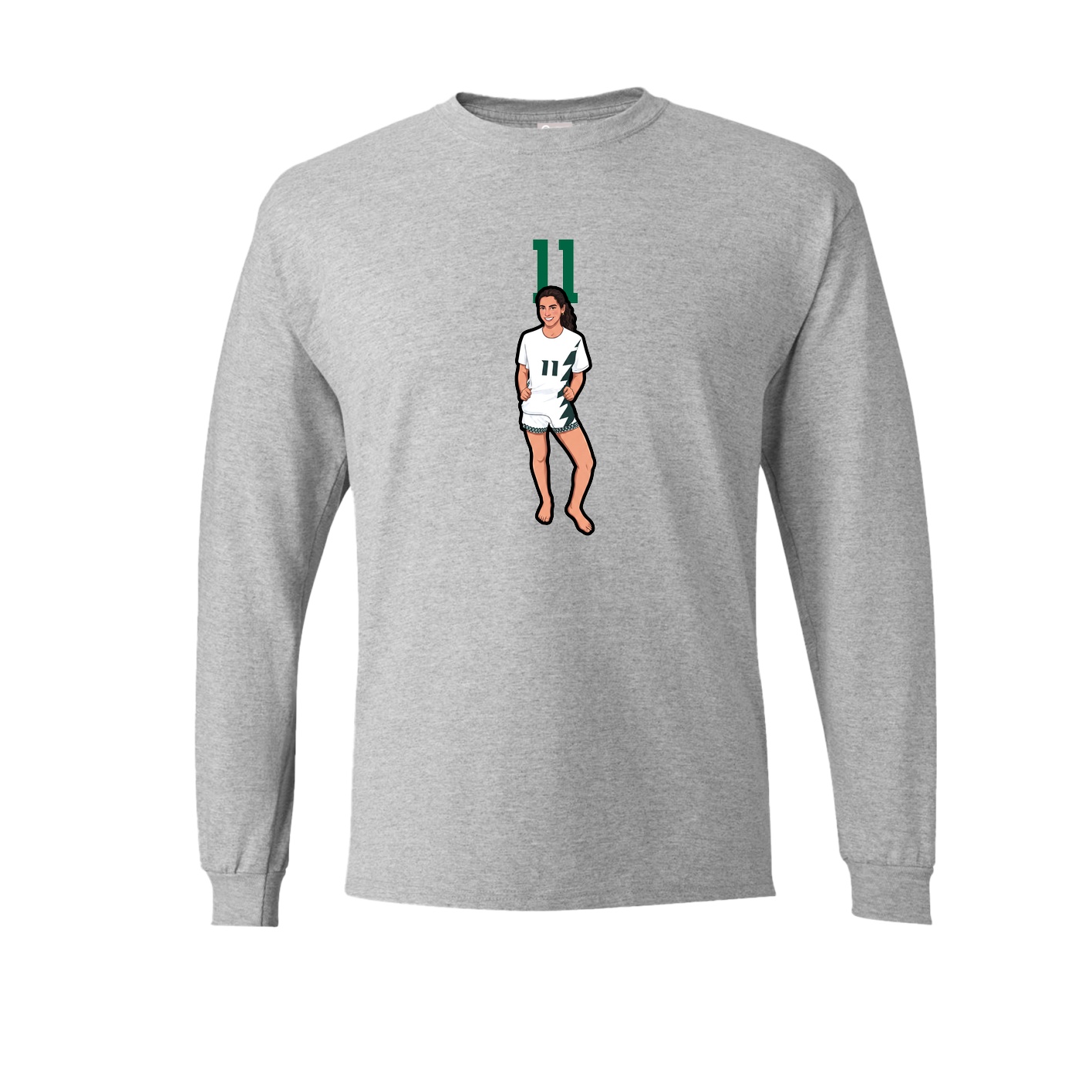 Long Sleeve Tee — Number Top in Grey