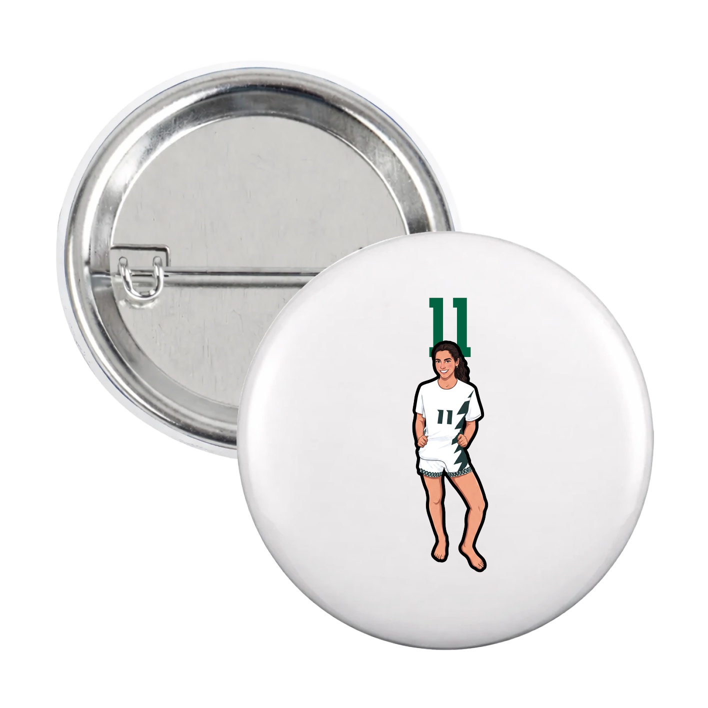 Game Day Button — Number Top in White