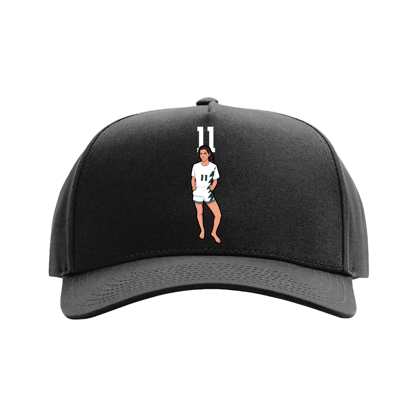 Full Fabric Five-Panel Champ Cap — Number Top in Black