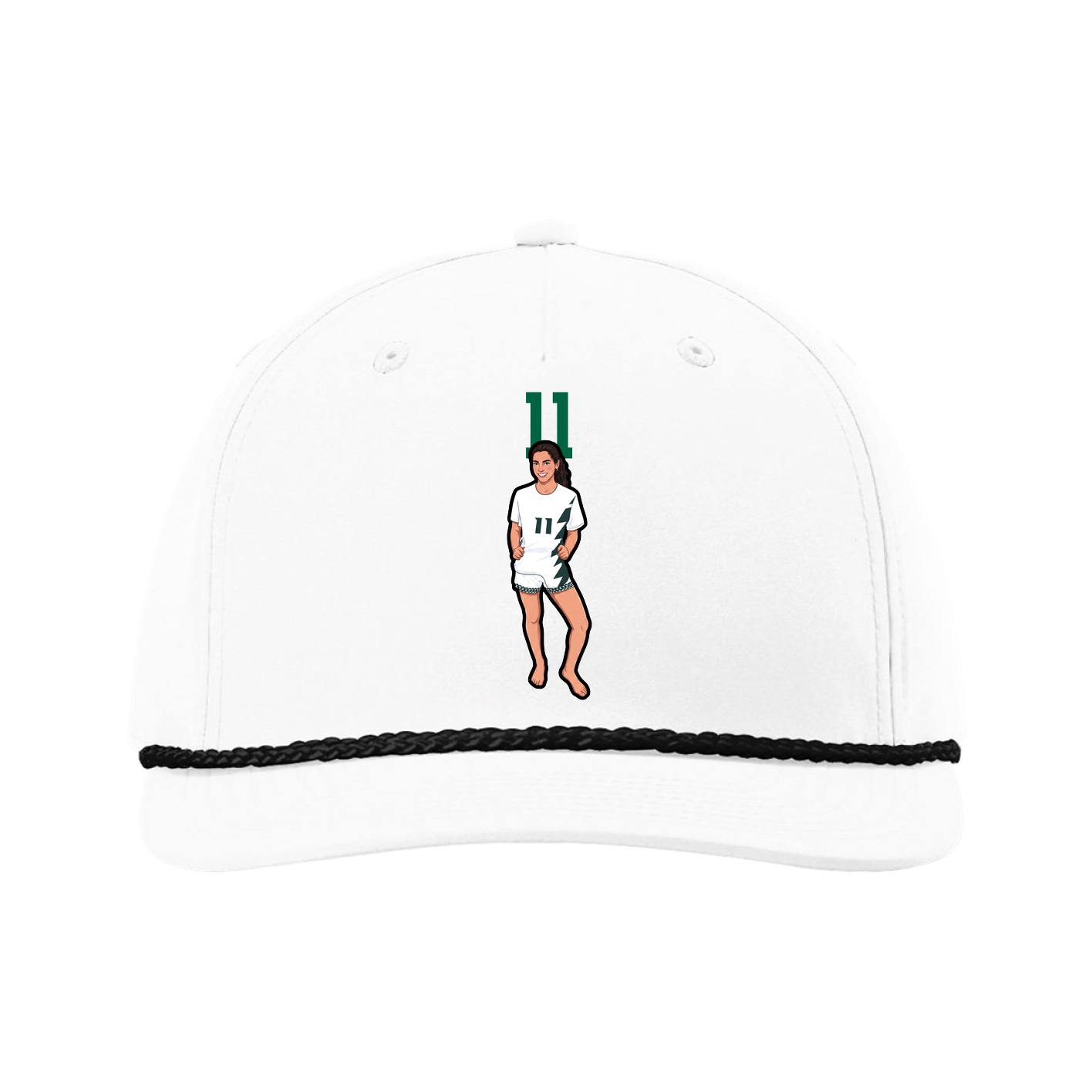 Five-Panel Classic Rope Cap — Number Top in White